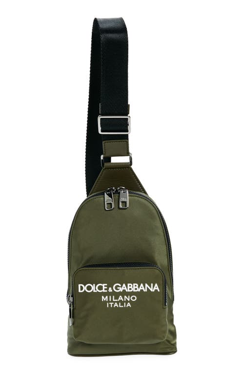 Nylon Crossbody Sling Bag in 8N597 Verde/Militare