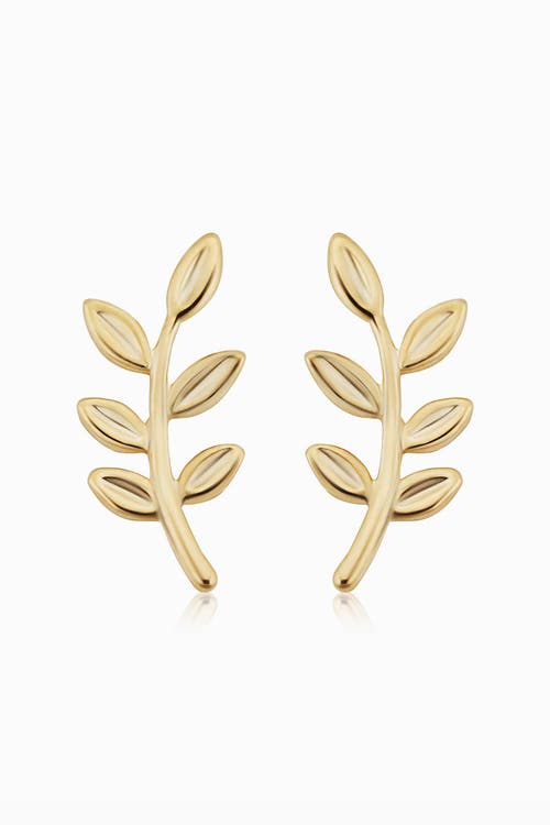 Shop Oradina 14k Yellow Gold Peace And Love Studs