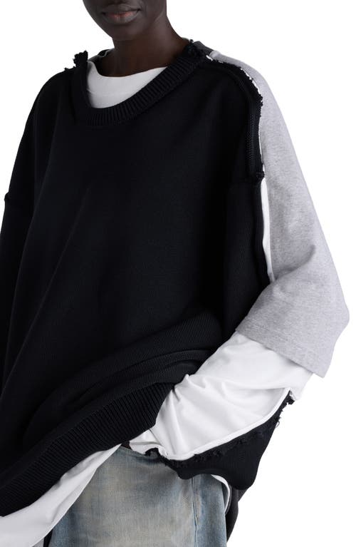 Shop Balenciaga Hybrid Oversize Sweater In Black/white/grey