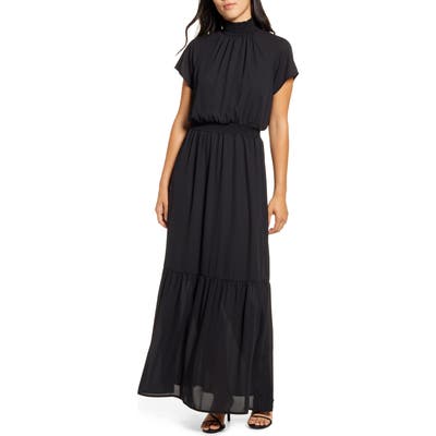 Gibson X City Safari Jaime Shrayber Smocked Maxi Dress, Black