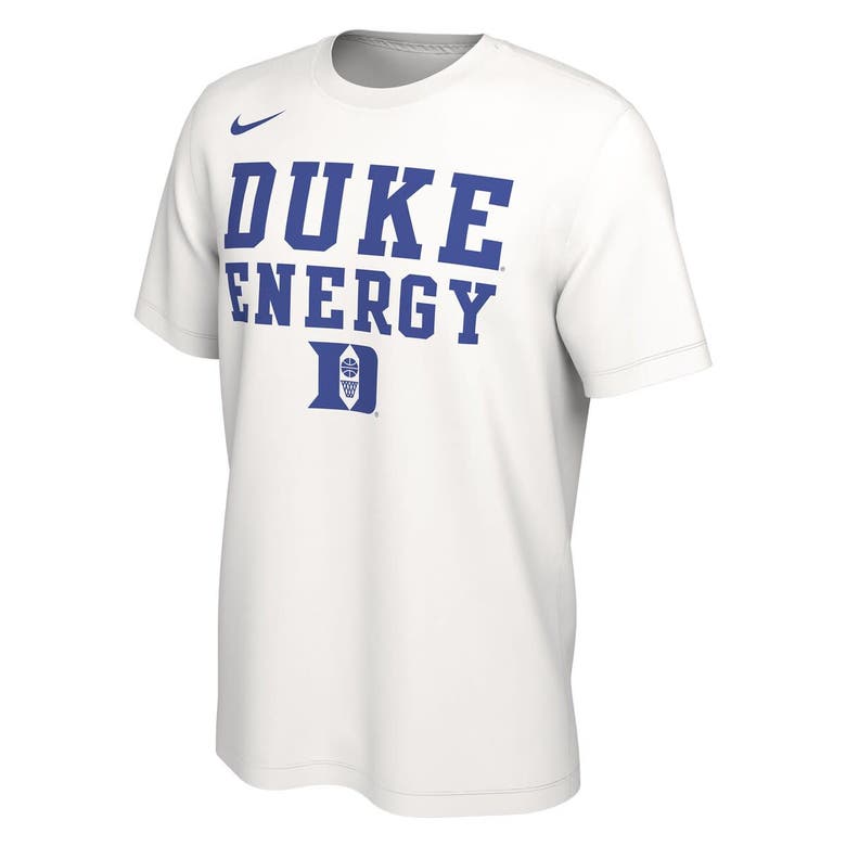 Shop Nike Unisex   White Duke Blue Devils 2024 On-court Bench Energy T-shirt