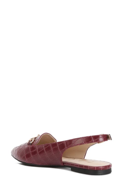 London Rag Trempe Croc Slingback Flat Sandals In Burgundy