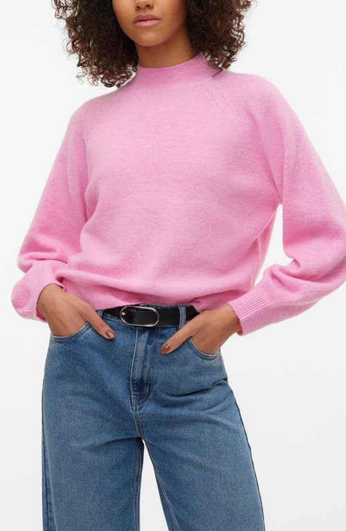 VERO MODA Leaf Mock Neck Sweater in Fuchsia Pink Detail 