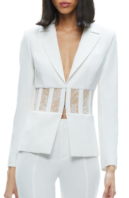 Alice + Olivia Alexis Lace Corset Detail Blazer Off White at Nordstrom,