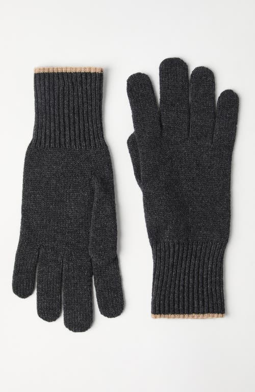 Shop Brunello Cucinelli Cashmere Knit Gloves In Anthracite