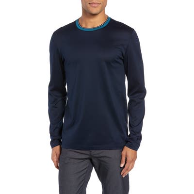 Boss Tenison Mercerized Long Sleeve Slim Fit T-Shirt, Blue