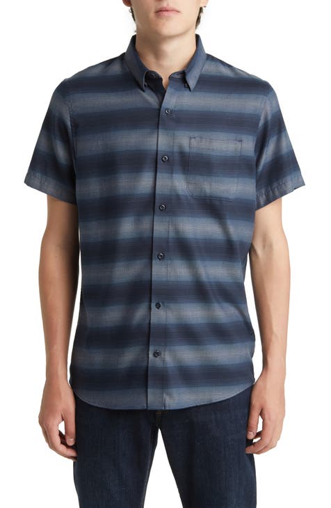 TravisMathew Sidetracked Short Sleeve Button-Down Shirt in Aegean