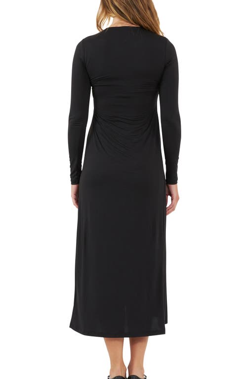 Shop Ripe Maternity Long Sleeve Midi Maternity/nursing Dress In Black