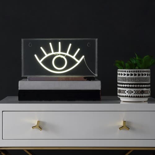 Jonathan Y Eye Contemporary Glam Acrylic Box Usb Operated Led Neon Light In White