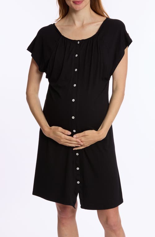 Shop Cache Coeur Louna Maternity Nightgown In Black