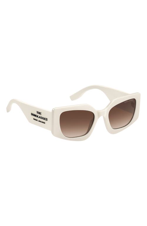 Marc Jacobs 53mm Gradient Rectangular Sunglasses In Ivory/brown Sf