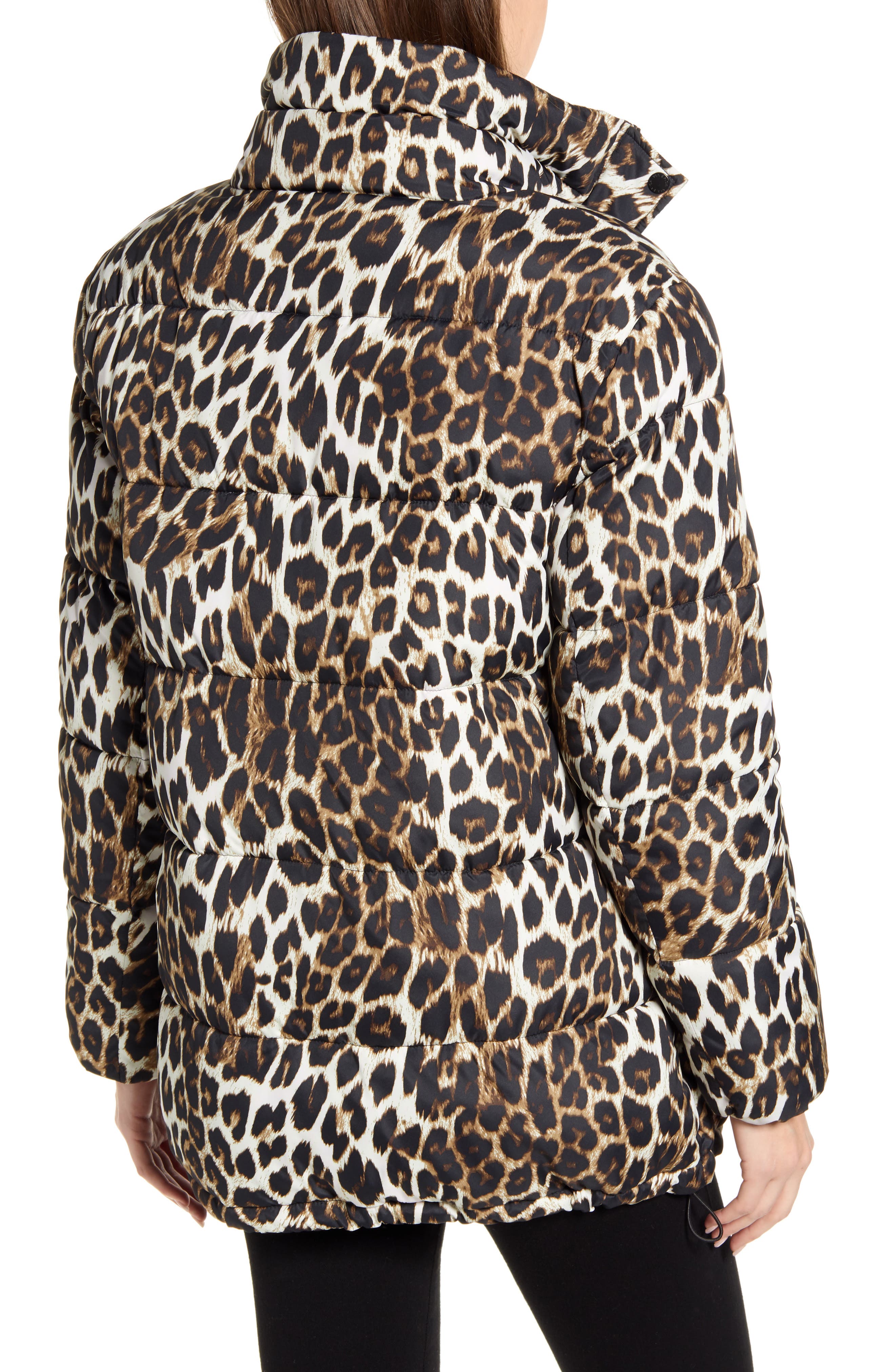 leopard print bubble coat
