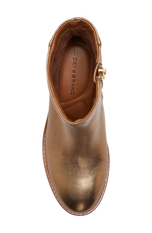 Shop Lucky Brand Caddier Bootie In Bronze Metallic Leather
