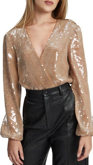 Bardot Sequin Wrap Style Bodysuit