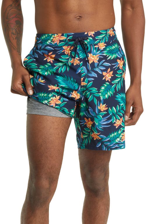 Fair Harbor The Ozone Water Repellent Board Shorts Blue Palms at Nordstrom,