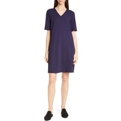 Eileen Fisher Stretch Cotton A-Line Dress, Blue