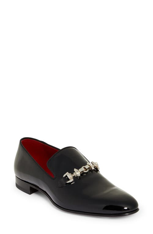 Shop Christian Louboutin Equiswing Patent Bit Loafer In J323 Black/lin Loubi