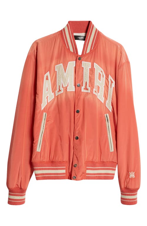 Shop Amiri Sun Faded Logo Bomber Jacket In Cranberry