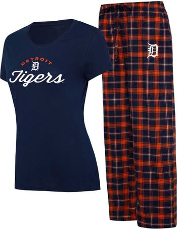 Women's Detroit Tigers Concepts Sport Navy Tri-Blend Mainstream Terry Short  Sleeve Sweatshirt Top