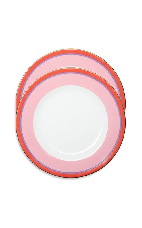 La Doublej Rainbow Rosa Set Of 2 Soup And Dinner Plates In Rainbow Rosa