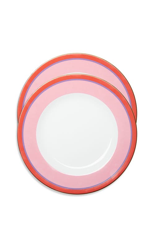 LA DOUBLEJ LA DOUBLEJ DINNER PLATES SET OF 2 RAINBOW ROSA 