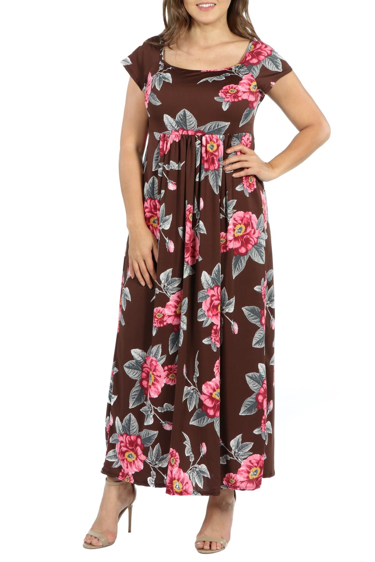 cap sleeve floral maxi dress