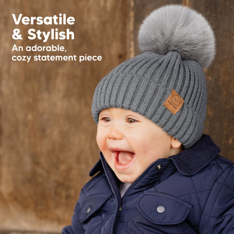 Keababies 2-pack Pom Knitted Beanie In Steel