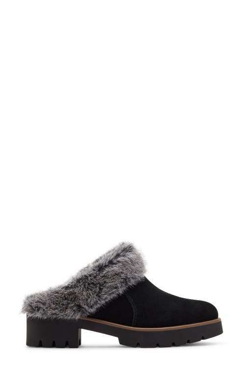 Shop Blondo Karoline Faux Fur Clog In Black Suede