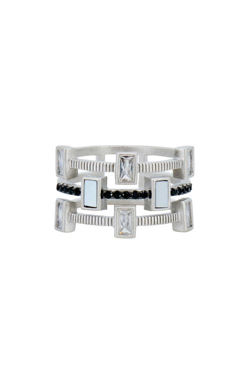 FREIDA ROTHMAN Cobblestone Set of 3 Stacking Rings in Silver And Black