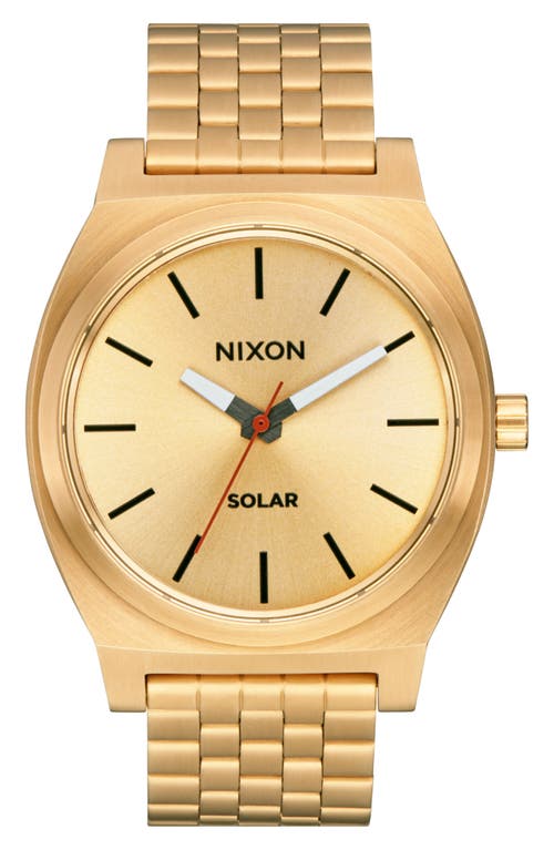 Shop Nixon Time Teller Solar Bracelet Watch, 40mm In All Gold/black