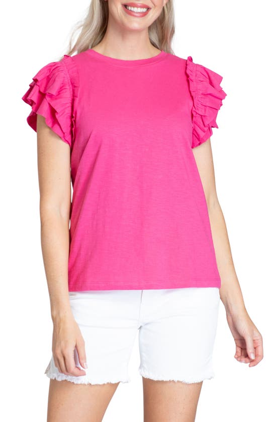 Shop Apny Ruffle Sleeve T-shirt In Pink