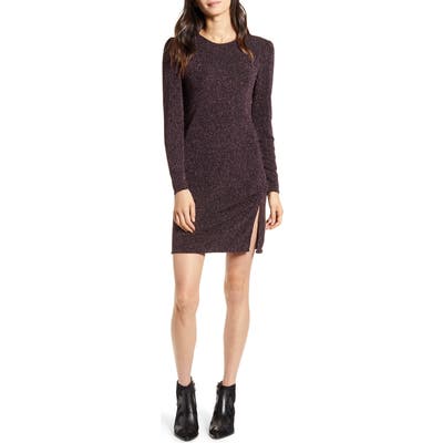 Minkpink Metallic Texture Long Sleeve Minidress, Black