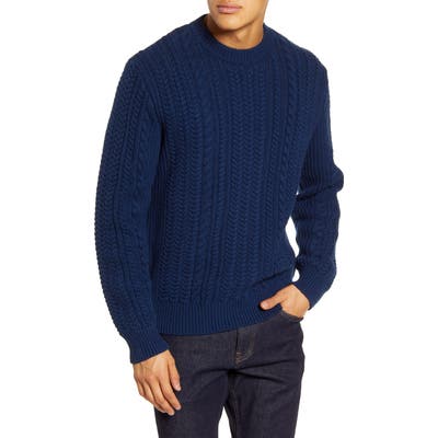 French Connection Heritage Regular Fit Cable Knit Sweater, Blue