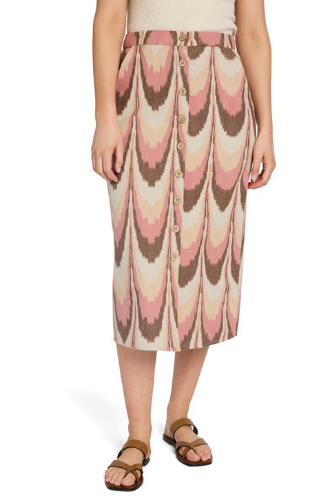 Whitley Print Front Button Skirt