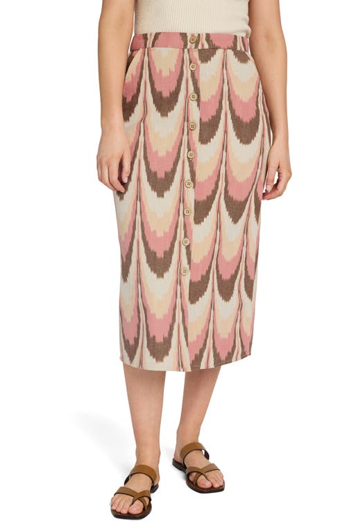 Whitley Print Front Button Skirt in Desert Ikat