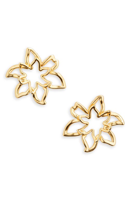 Wire Flower Stud Earrings in Vintage Gold