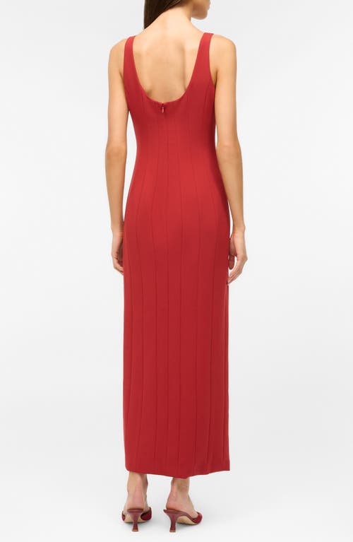 Shop Staud Portrait Square Neck Dress In Rouge