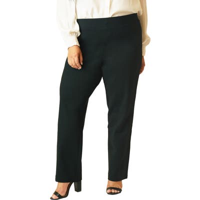 Plus Size Maree Pour Toi Straight Leg Compression Knit Pants, Black