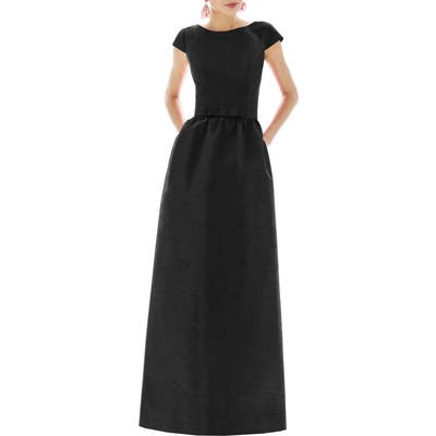 Alfred Sung Cap Sleeve Dupioni Full Length Dress
