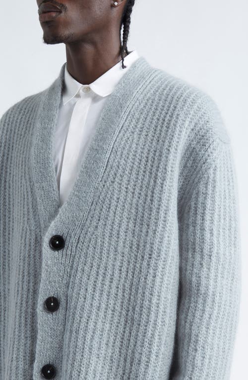 Shop Jil Sander Mohair & Wool Rib V-neck Cardigan In Aluminium