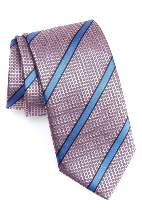 Canali Diagonal Stripe Silk Tie in Pink