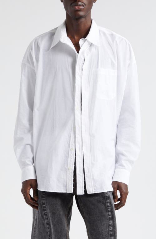 Y/Project Hook & Eye Poplin Button-Up Shirt White at Nordstrom,