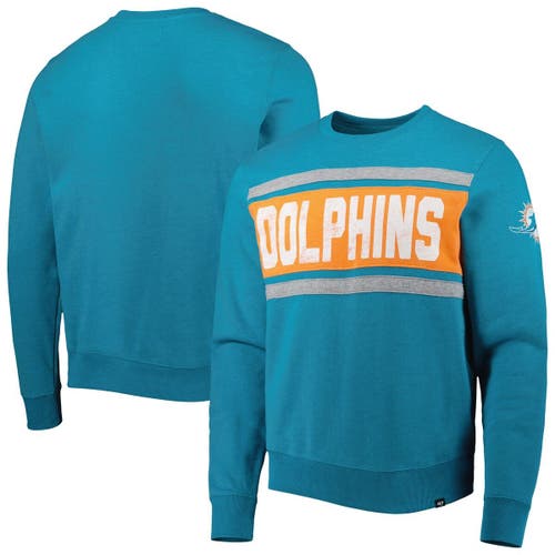 Men's '47 Heathered Aqua Miami Dolphins Bypass Tribeca Pullover Sweatshirt