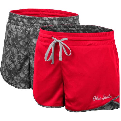 Women's Colosseum Scarlet/Charcoal Ohio State Buckeyes Fun Stuff Reversible Shorts