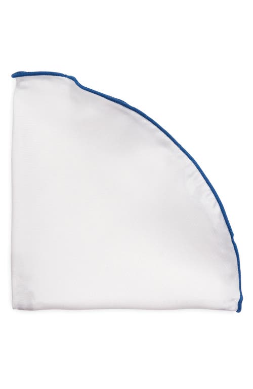 White Silk Pocket Circle in White/Blue