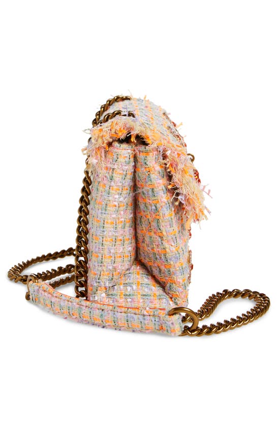 Shop Kurt Geiger Medium Brixton Tweed Lock Shoulder Bag In Orange
