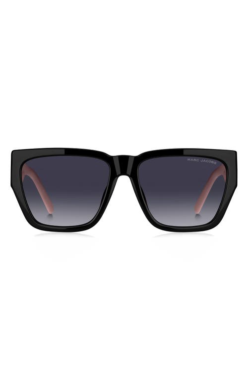 Marc Jacobs 57mm Gradient Rectangular Sunglasses In Black Pink/dark Grey Sf