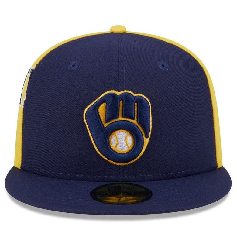 Shop New Era Navy/gold Milwaukee Brewers Gameday Sideswipe 59fifty Fitted Hat