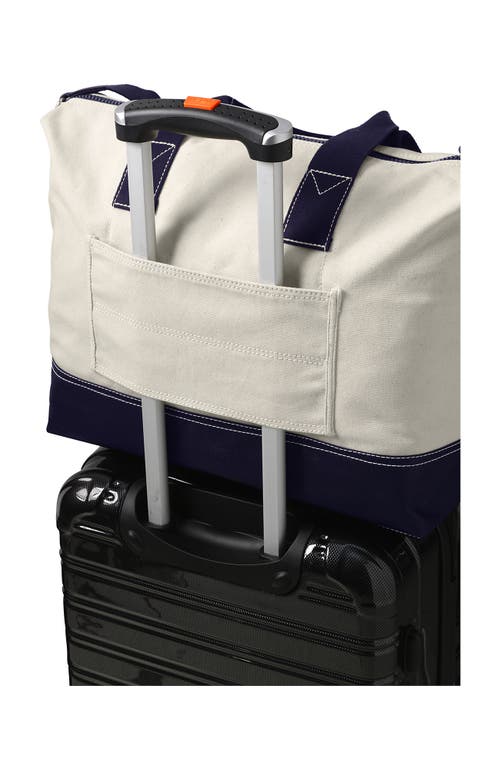 Shop Lands' End Canvas Weekender Duffle Bag In Natural/true Navy