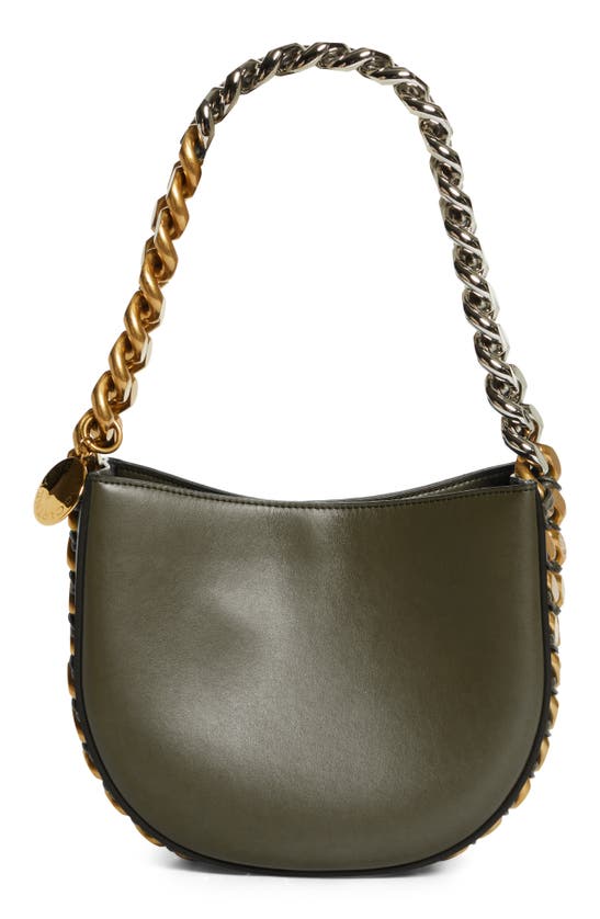 Stella Mccartney Medium Frayme Faux Leather Shoulder Bag In Khaki